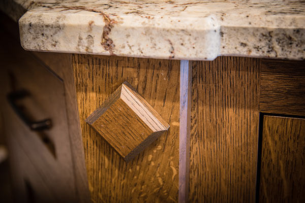 Craftsman style detail on custom cabinets built by Silent Rivers for an Adel, Iowa kitchen remodel