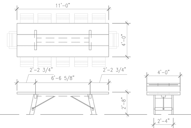 Silent Rivers design for a custom built farm style cherry table that seats 12