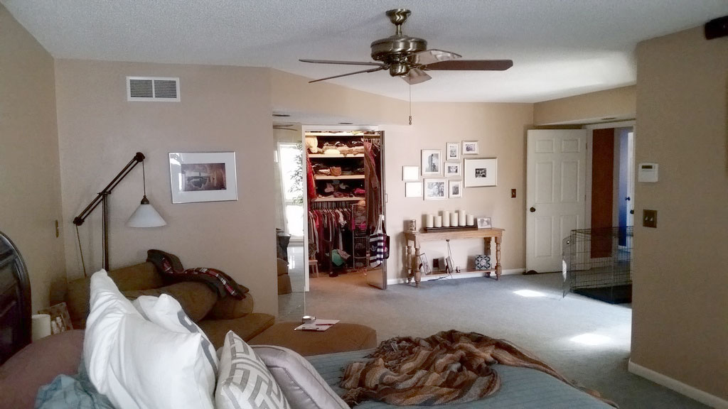 Before photo shows opportunity to better utilize space in master suite being redesigned and remodeled by Silent Rivers of Des Moines