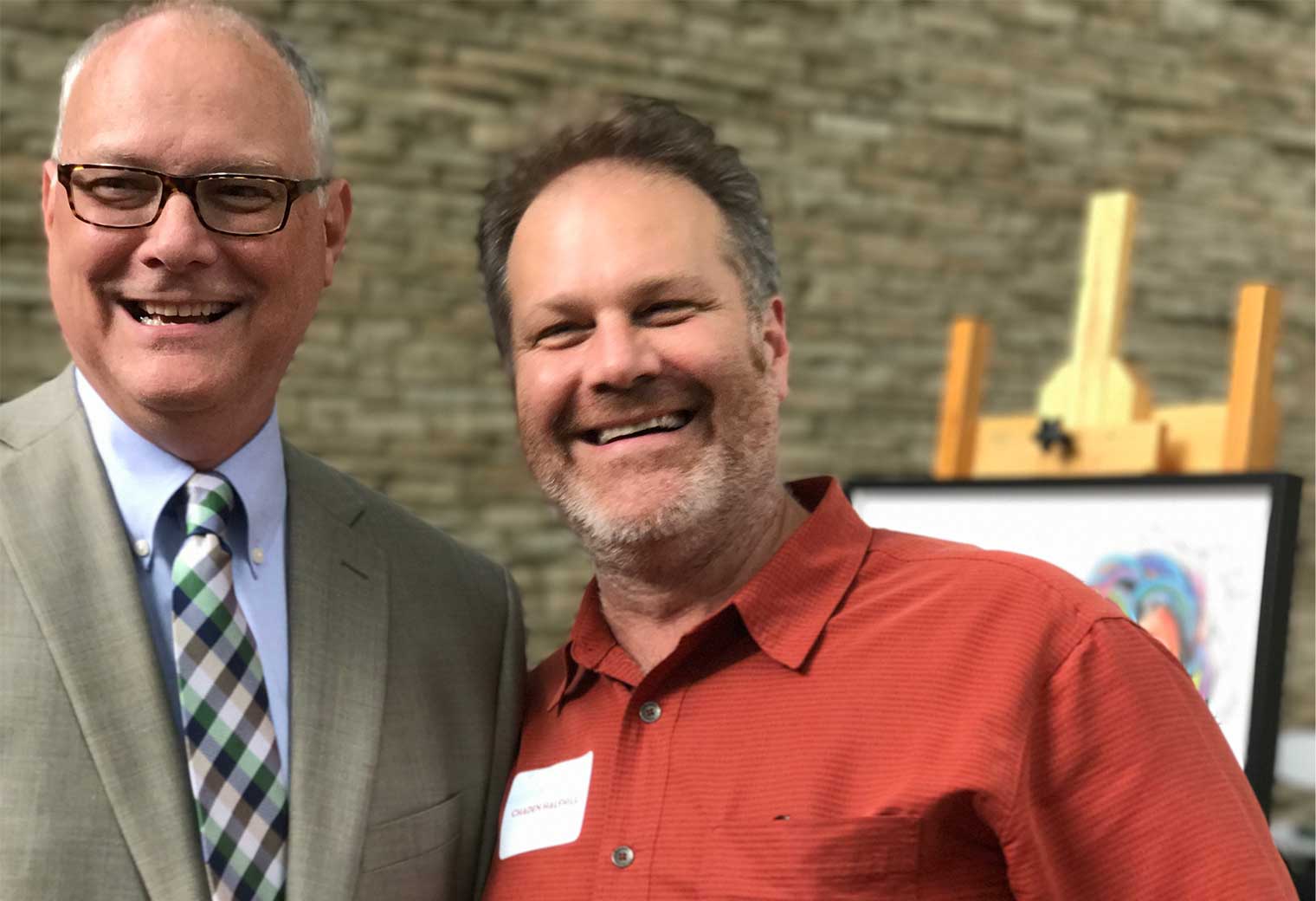 Stephen King Des Moines Arts Festival with Chaden Hafhill Silent Rivers after presenting him with the 2017 G. David Hurd Innovator of the Arts award