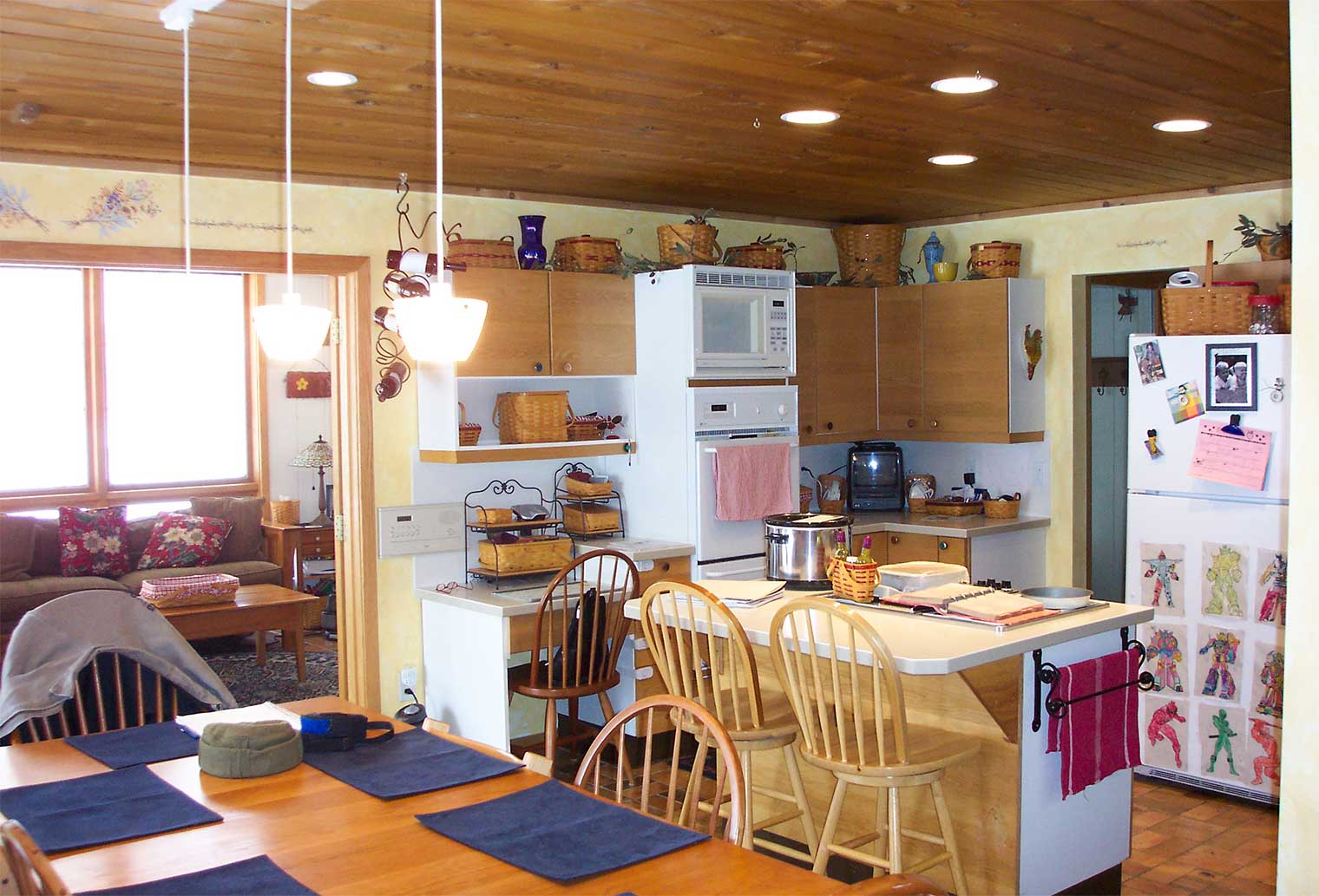 before photo of Johnston kitchen, island, flat front cabinets