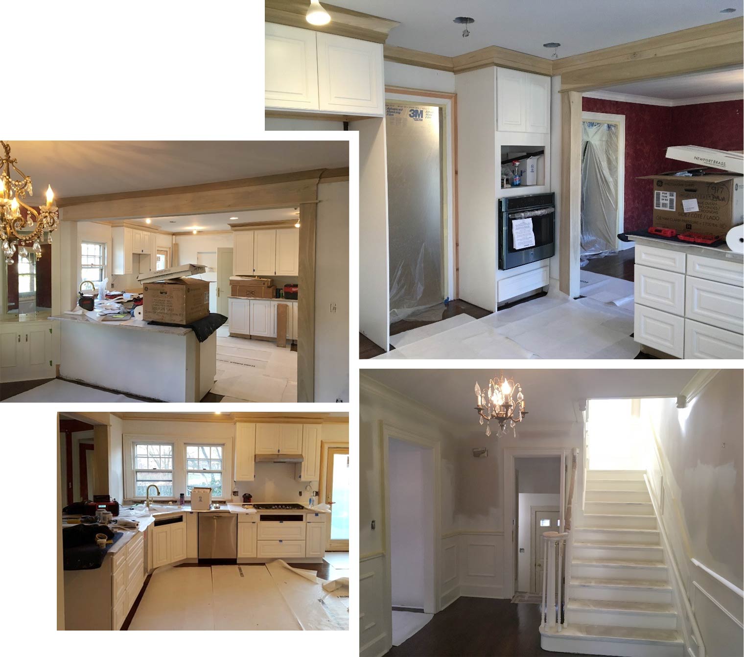 during remodel of Des Moines tudor house kitchen stairs dining room by Silent Rivers