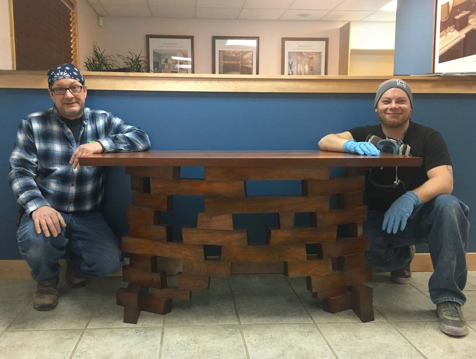 African Mahogany custom designed and built table, desk, console by Tom Bloxham and Alex Schlepphorst of Silent Rivers