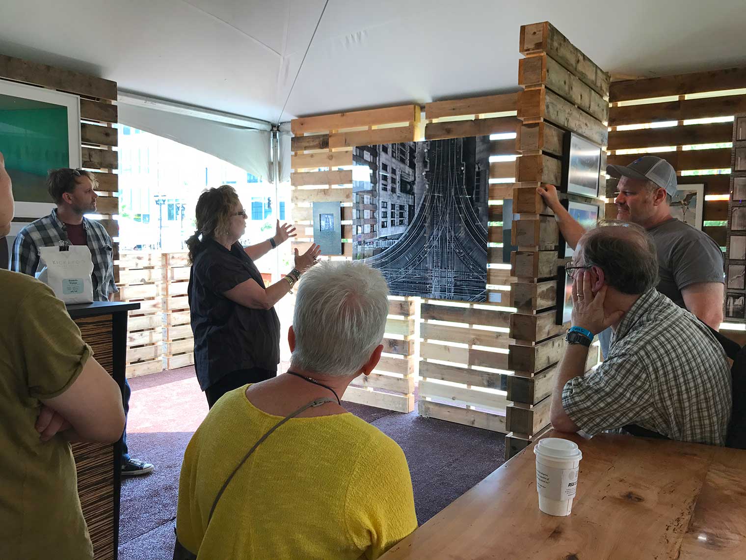 DMAF Curated art conversation in Silent Rivers VIP Club at Des Moines Arts Festival