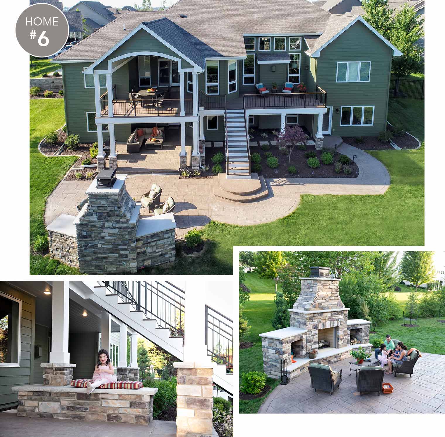 deck, patio, outdoor fireplace in Urbandale, Iowa by Silent Rivers is home #6 on Tour of Remodeled Hoes 2018