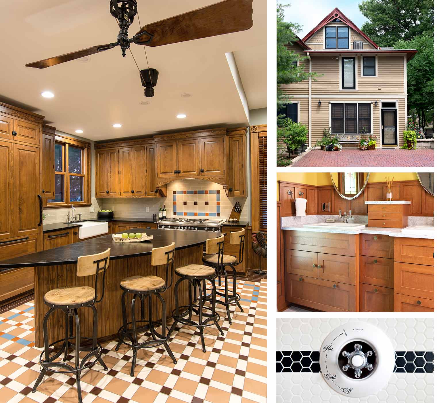 Des Moines Victorian home renovation by Silent Rivers included kitchen remodel, bathroom remodel, exterior gable renovation
