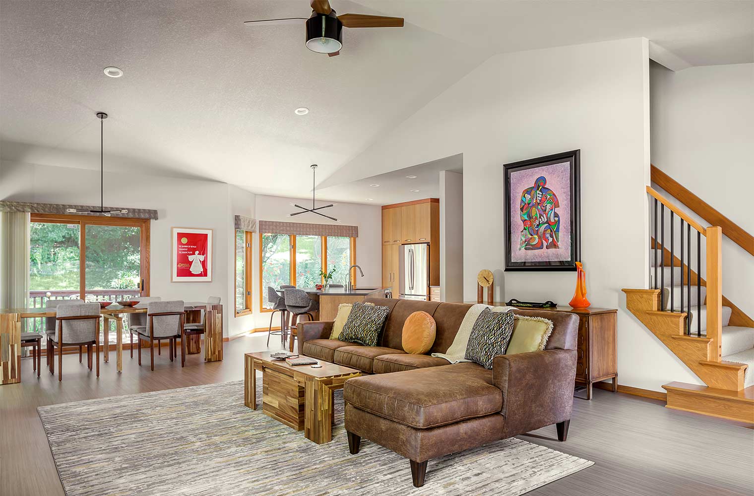 contemporary living room and kitchen remodel Des Moines home Southwestern Hills