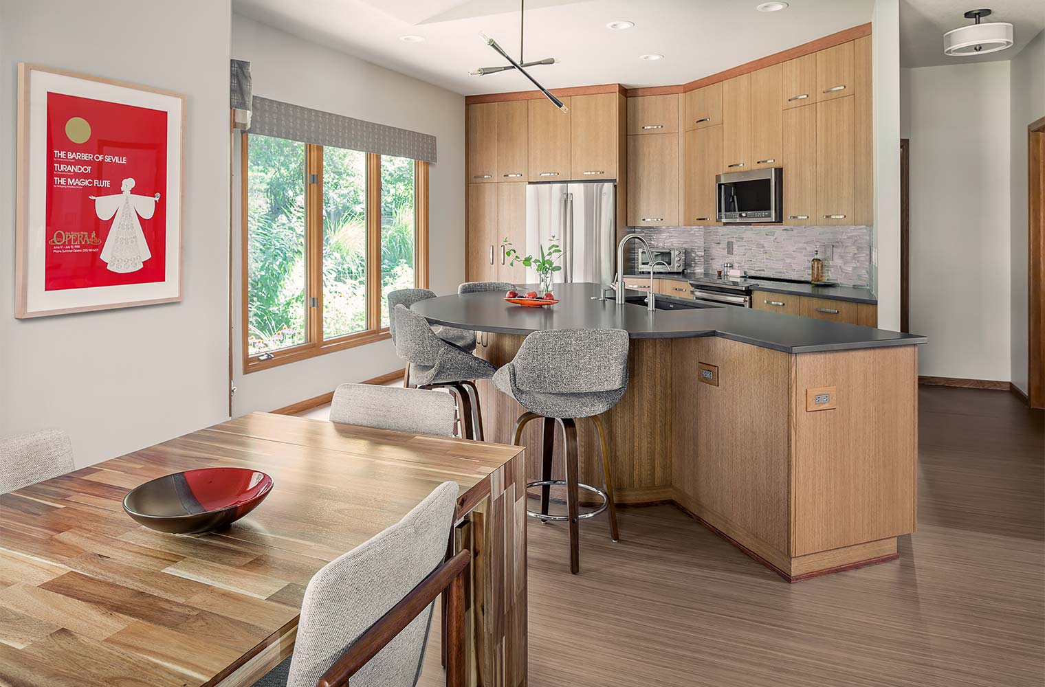 kitchen remodel Des Moines large island custom flat front cabinets